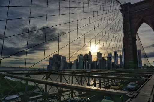 Coucher de soleil, Brooklyn Bridge, New York